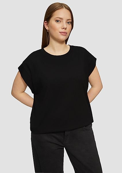 QS Kurzarmshirt Baumwollshirt mit Schulterdetail Insert günstig online kaufen