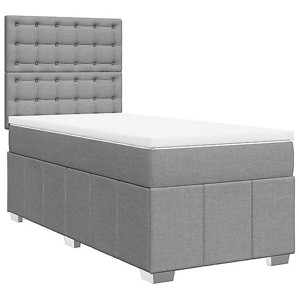 vidaXL Bett Boxspringbett mit Matratze Hellgrau 90x200 cm Stoff günstig online kaufen