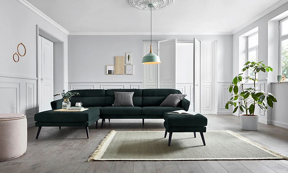 OTTO home Ecksofa "Bille L-Form" mit Naht im Rückenkissen und Beinen aus Ei günstig online kaufen