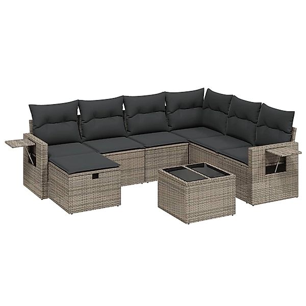 vidaXL 8-Tlg Garten-Sofagarnitur mit Kissen Grau Poly Rattan 3263846 günstig online kaufen