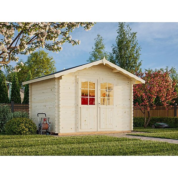 Palmako Gartenhaus Vivian 300 x 240 cm Lackiert Grau-Weiß FSC® günstig online kaufen