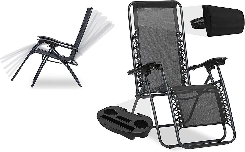 sunnypillow Gartenstuhl Sonnenliegen Liegestuhl Gartenstühle mit Getränkeha günstig online kaufen