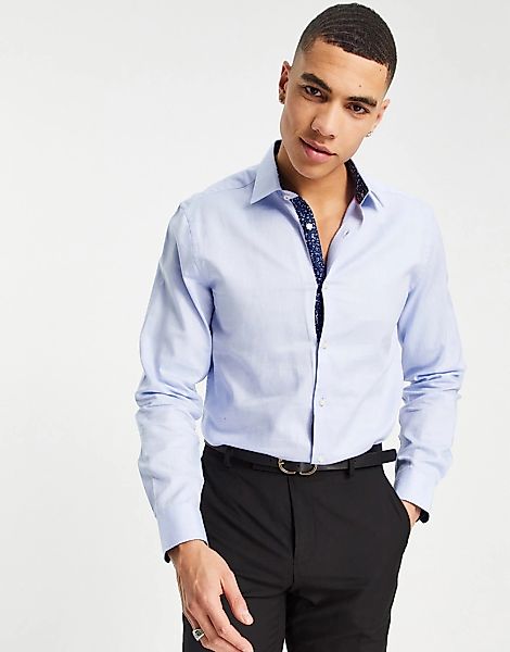 Ted Baker – Hemd in Grau mit normalem Schnitt-Blau günstig online kaufen