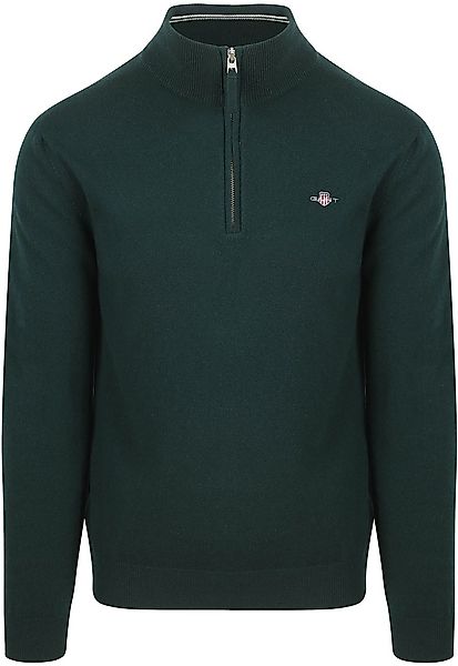 Gant Halfzip-Wollpullover mit Logo Grün - Größe L günstig online kaufen
