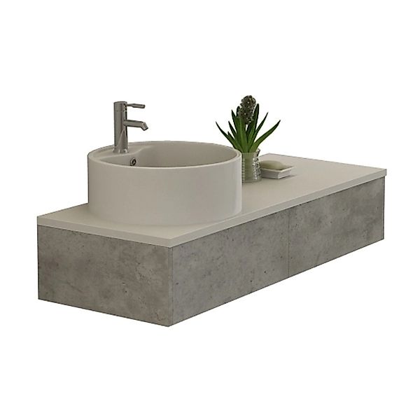Jet-Line Badset Biel Betonoptik 120 cm Waschbecken und Unterschrank günstig online kaufen