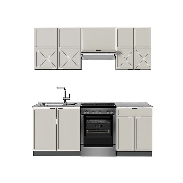 Vicco Fame-Line Küchenzeile GrauBeige/Anthrazit 200 cm AP Marmor günstig online kaufen