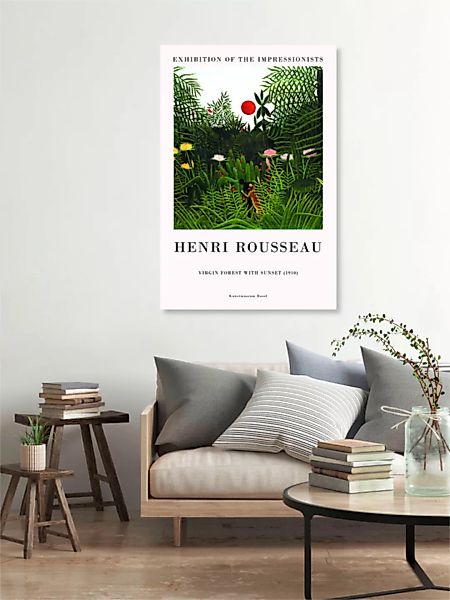 Poster / Leinwandbild - Henri Rousseau: Urwald Mit Sonnenuntergang - Ausste günstig online kaufen
