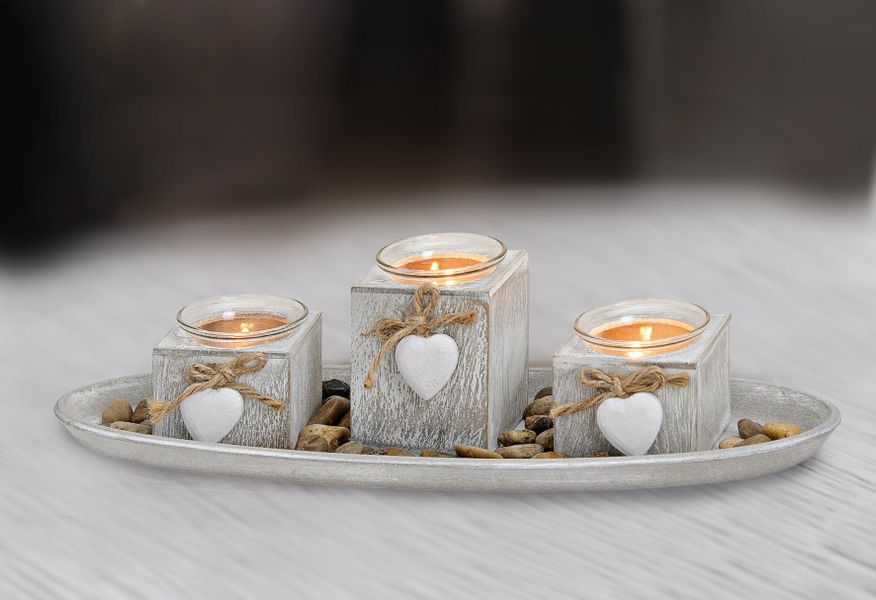 Spetebo Kerzentablett Teelichthalter Deko Set 8-teilig günstig online kaufen