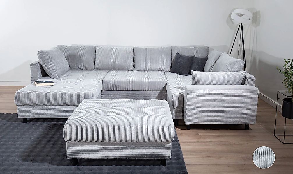 COLLECTION AB Wohnlandschaft "Toni U-Form mit Armlehne" inkl. Hocker und Zi günstig online kaufen