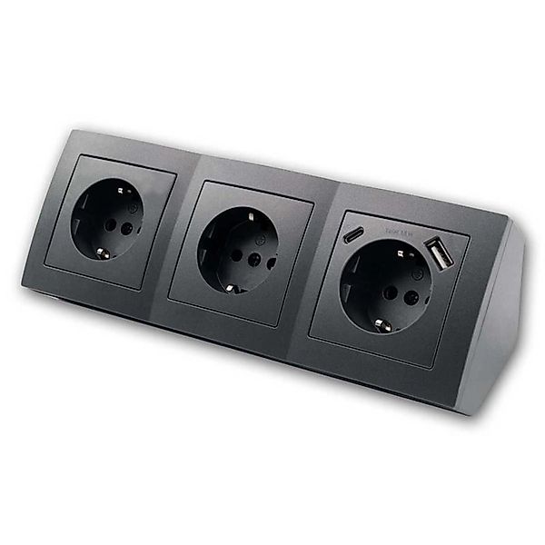 McPower Steckdosenblock Flair 3-Fach Anthrazit USB C&A günstig online kaufen