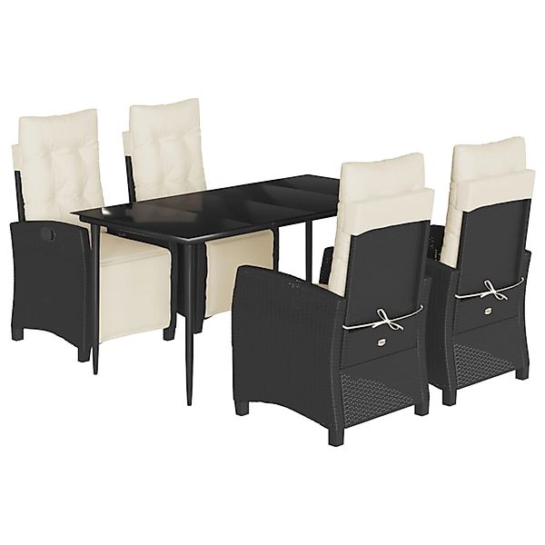 vidaXL 5-Tlg Garten-Essgruppe mit Kissen Schwarz Poly Rattan 3212949 günstig online kaufen