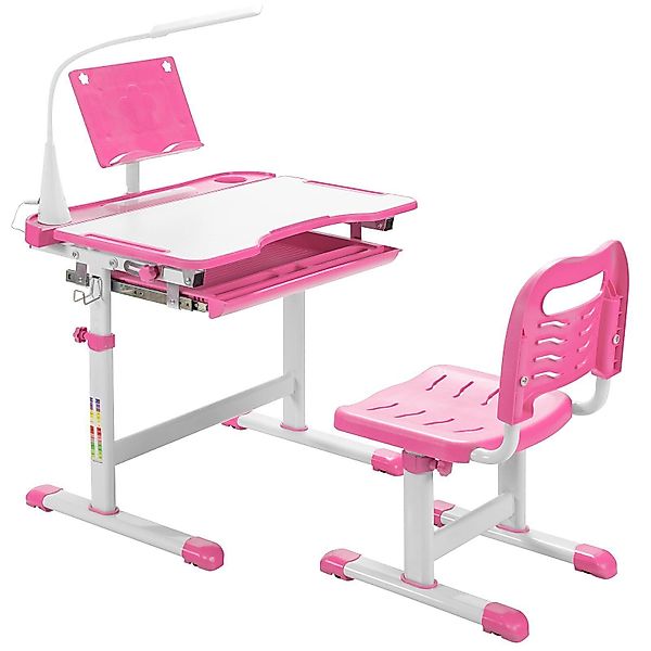 COSTWAY Kinderschreibtisch, mit Stuhl & Lampe, günstig online kaufen