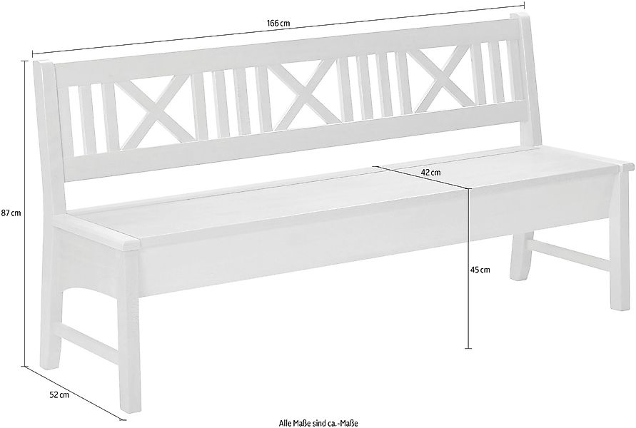 massivline&more Truhenbank "Bodensee", (1 St.), Breite 166 cm günstig online kaufen