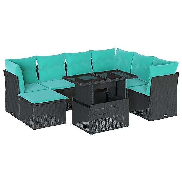 vidaXL 8-Tlg Gartensofa-Set mit Kissen Schwarz Polyrattan 3266757 günstig online kaufen