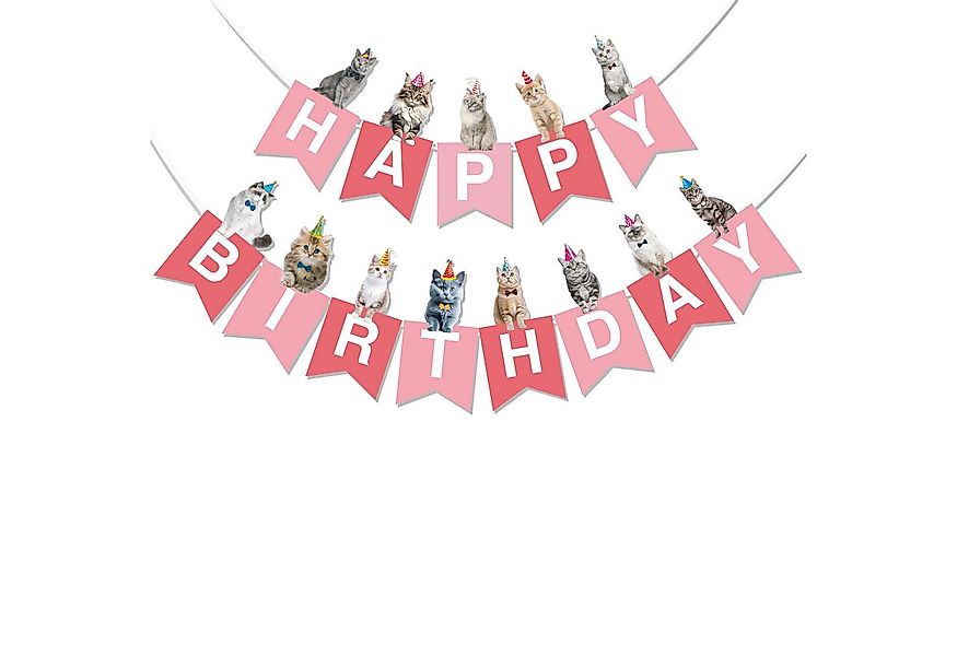 BRUBAKER Wimpelkette Happy Birthday mit Party Katzen - Geburtstag Deko Part günstig online kaufen