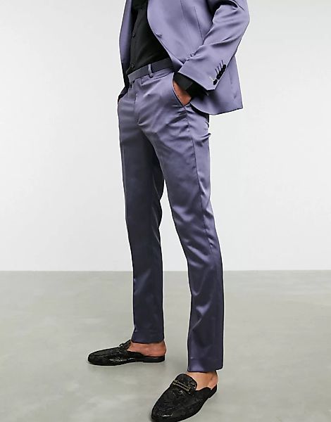 Twisted Tailor – Enge Satin-Anzughose in Flieder-Lila günstig online kaufen