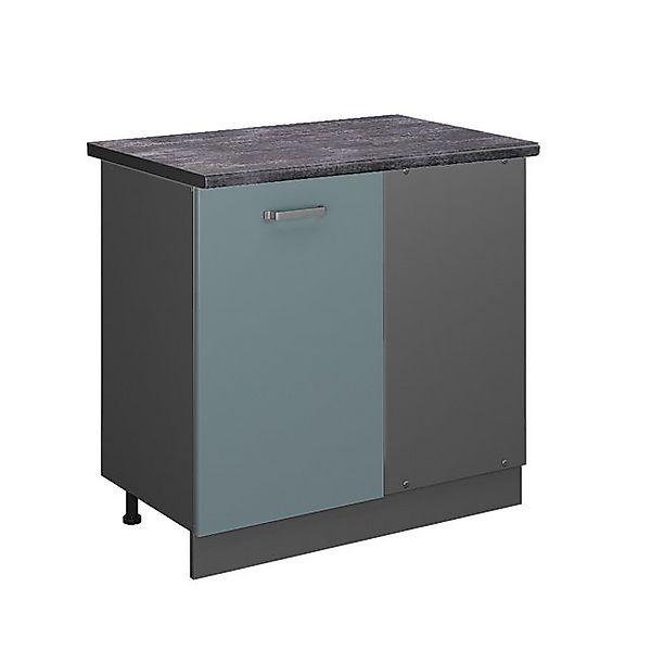 Vicco Eckunterschrank R-Line Küchen Eckschrank Blau-Grau/Anthrazit 86 cm AP günstig online kaufen