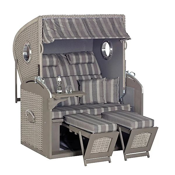 Natur24 Gartenstrandkorb Rustikal 305 Z Pinie Comfort 2-Sitzer Stone Grey günstig online kaufen