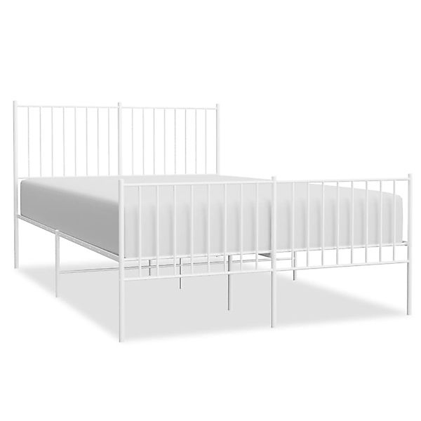 Vidaxl Bettgestell Mit Kopf- Und Fußteil Metall Weiß 140x190 Cm günstig online kaufen