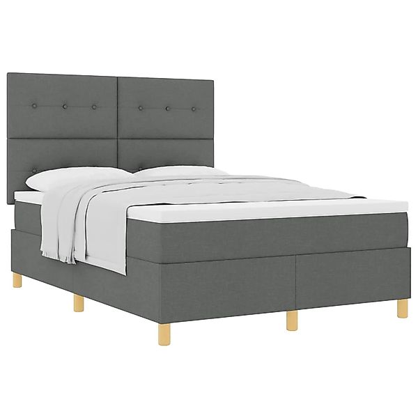 vidaXL Boxspringbett mit Matratze Dunkelgrau 140 x 190 cm Stoff 3339617 günstig online kaufen