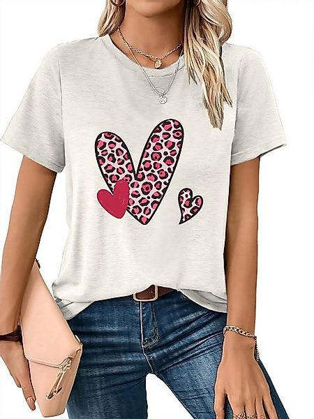 PYL T-Shirt Damen bequemes Sommer Kurzarmbluse Locker Graffiti Liebe Print- günstig online kaufen