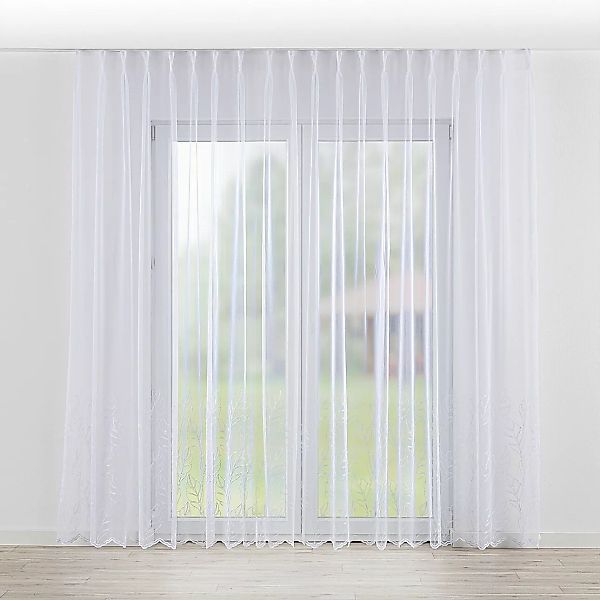 Gardine mit flämischen 2-er Falten, weiß, Voile (186-54) günstig online kaufen
