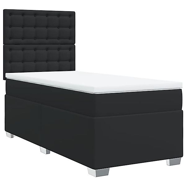 vidaXL Boxspringbett mit Matratze Schwarz 100x200 cm Kunstleder 3290708 günstig online kaufen