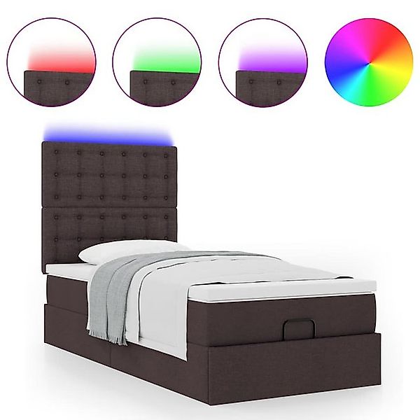 vidaXL Bett Ottoman-Bett mit Matratze & LEDs Dunkelbraun 80x200 cm Stoff günstig online kaufen