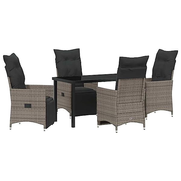 vidaXL Garten Essgruppe mit Kissen 5-Tlg Grau Poly Rattan 3379578 günstig online kaufen