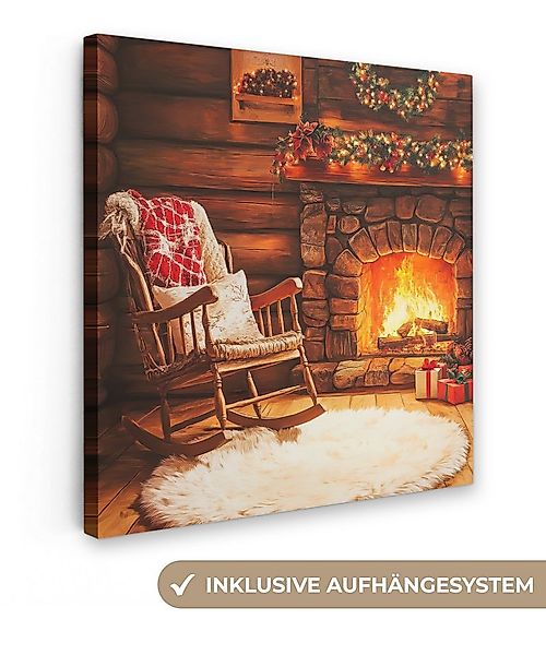 OneMillionCanvasses® Leinwandbild Winter - Weihnachten - Zuhause - Kamin, F günstig online kaufen