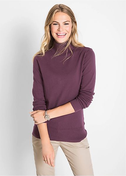 bonprix Rollkragenpullover "Feinstrick-Rollkragenpullover" aus Baumwollmisc günstig online kaufen