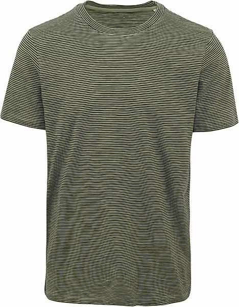 KnowledgeCotton Apparel T-shirt Streifen Grün - Größe L günstig online kaufen