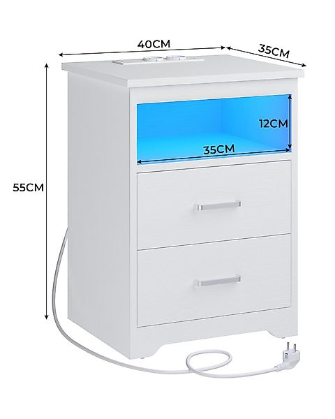 MSMASK Nachttisch Sofatisch mit LED-Beleuchtung, Nachtschrank günstig online kaufen