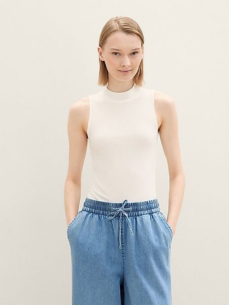 TOM TAILOR Denim Trägertop T-Shirt Ripp Top mit Stehkragen günstig online kaufen