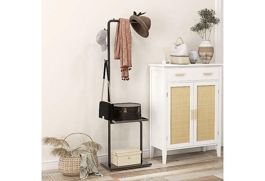 HOMCOM Garderobenständer mit Hängestäben Tablett, (standgarderobe, 1 St., K günstig online kaufen