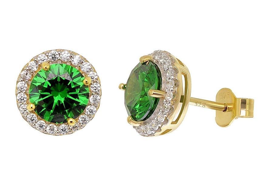 Acalee Paar Ohrstecker 925 Silber Vergoldet Zirkonia Smaragdgrün günstig online kaufen