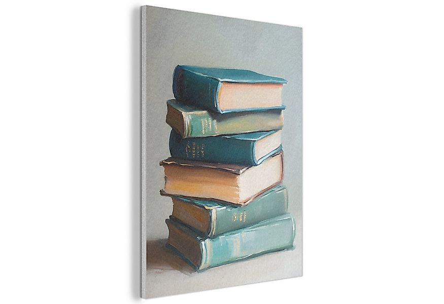 MuchoWow Gemälde Stapel - Bücher - Grün - Tageslicht, Fotodruck (1 St), Aku günstig online kaufen