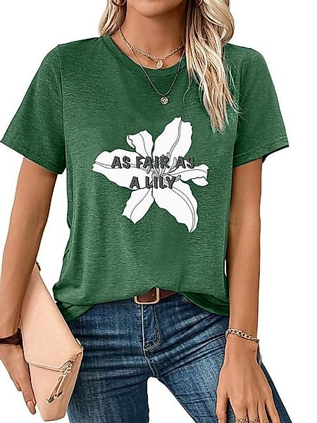 PYL Rundhalsshirt Damen Sommer Casual bequemes t shirt mit Blumen Print-Shi günstig online kaufen