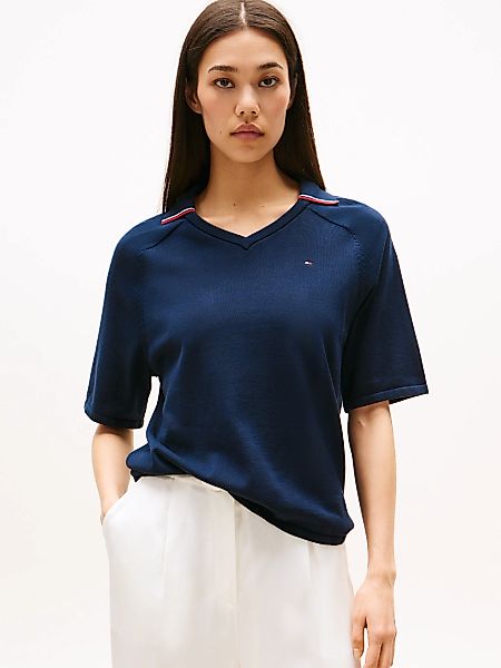 Tommy Hilfiger Strickpullover "CO JERSEY STCH POLO V-NK S/S SWT" günstig online kaufen
