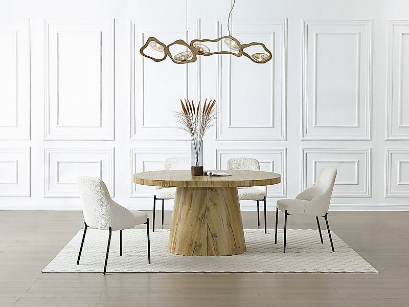 Esstisch ausziehbar - 6 bis +12 Personen - MDF - Holzfarben hell - CLOEVA günstig online kaufen