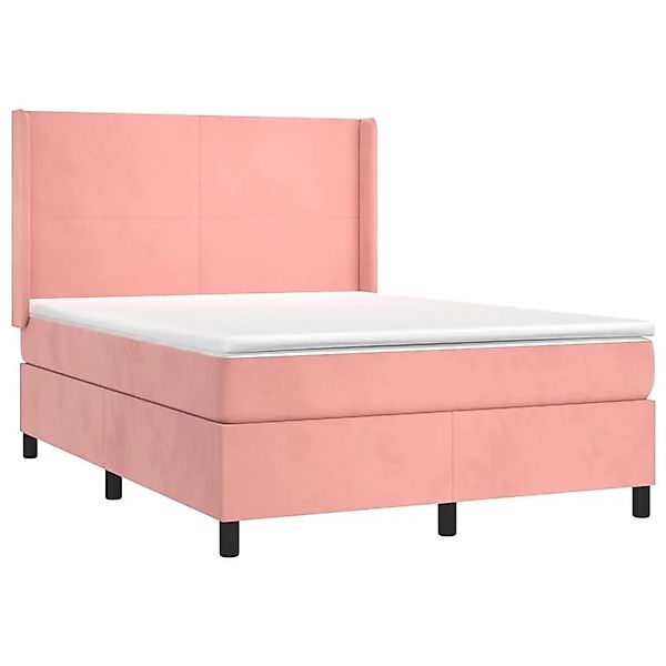 vidaXL Boxspringbett mit Matratze Rosa 140x200 cm Samt 3132566 günstig online kaufen