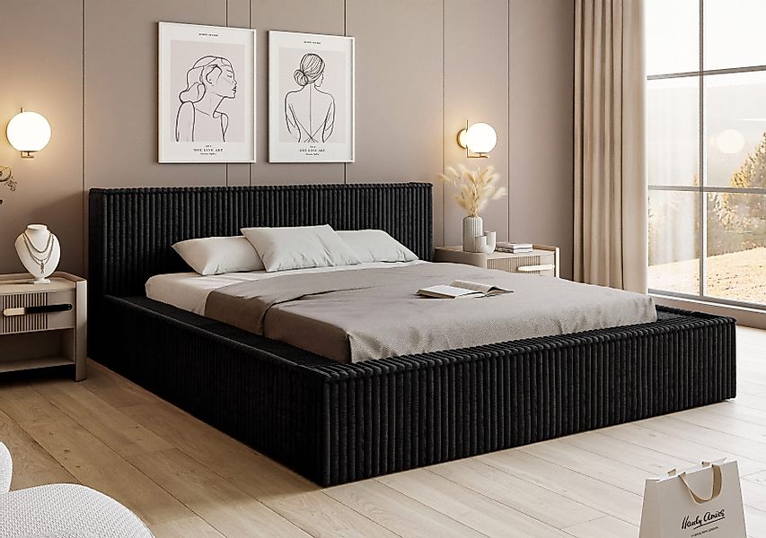 Goldstoff Polsterbett Veloria mit Bettkasten und günstig online kaufen