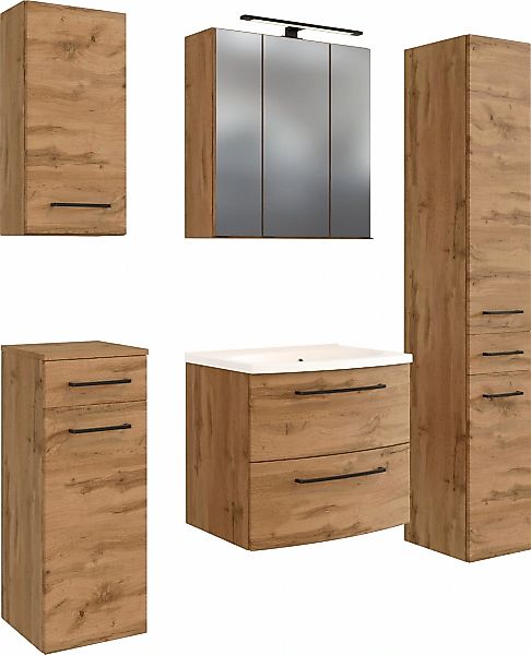 welltime Badmöbel-Set "Chicago" Spiegelschrank, Waschtisch, Hängeschrank, U günstig online kaufen