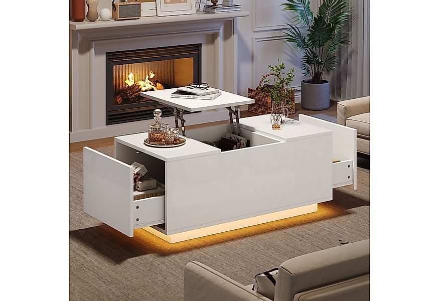 Merax Couchtisch hochglanz Lift-Top Sofatisch mit Hebeplatte (Kaffeetisch W günstig online kaufen