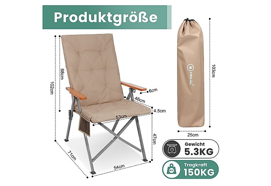 HOMECALL Campingstuhl Faltbar Hochlehner Luxus Klappstuhl mit 4,5cm Dicke G günstig online kaufen