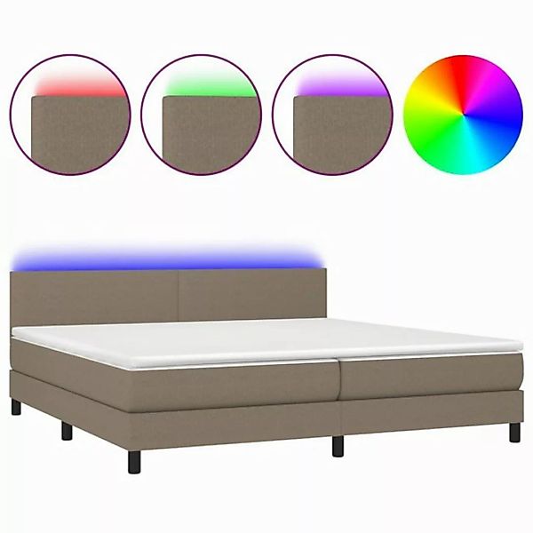 vidaXL Boxspringbett Boxspringbett mit Matratze LED Taupe 200x200 cm Stoff günstig online kaufen