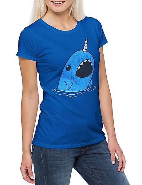 Urban Backwoods Print-Shirt Narwhal Damen T-Shirt Unicorn Whale Wal Narwal günstig online kaufen