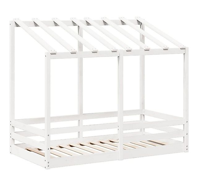 vidaXL Bett Kinderbett mit Dach Weiß 70x140 cm Massivholz Kiefer günstig online kaufen