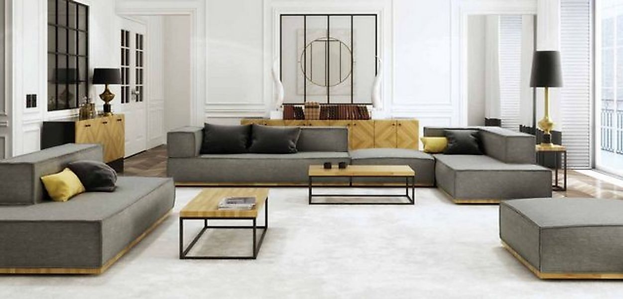 JVmoebel Ecksofa L-form Garnitur Sofa Stoff Sofas Polster Sitz Eck Grau Gra günstig online kaufen