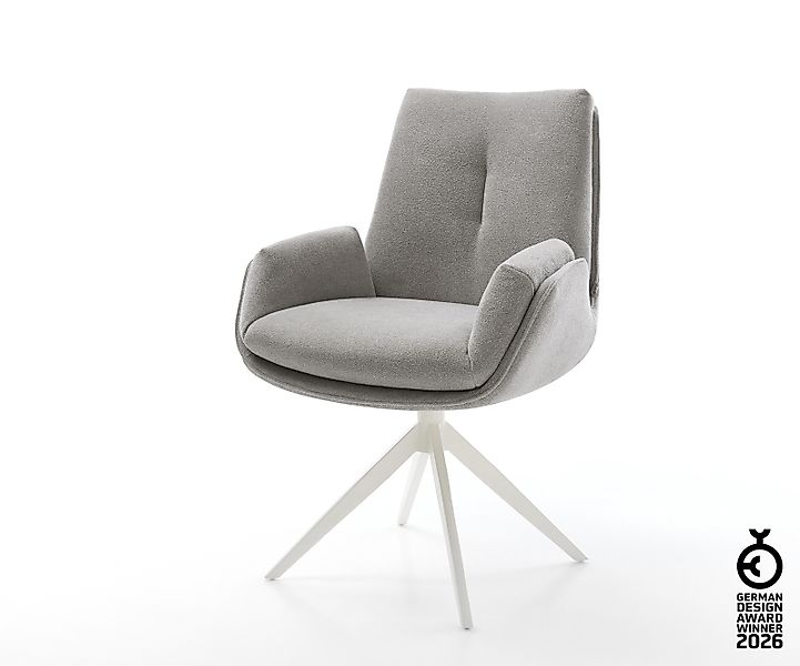 Drehstuhl Clea-Flex Strukturstoff Soft Grau Kreuzgestell breit Weiß 360° dr günstig online kaufen